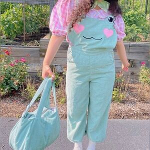 NWOT | Miss Candyholic Matcha Frog Overalls